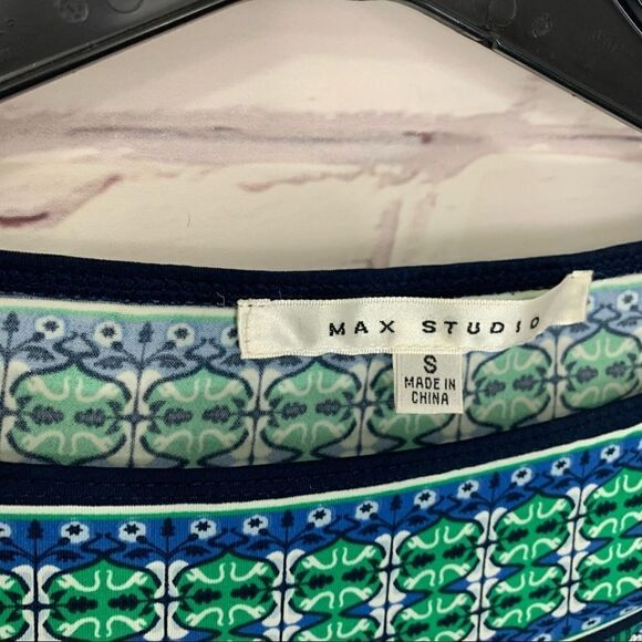 Max Studio Blue and Green Print Dress Sz Small - Picture 4 of 6